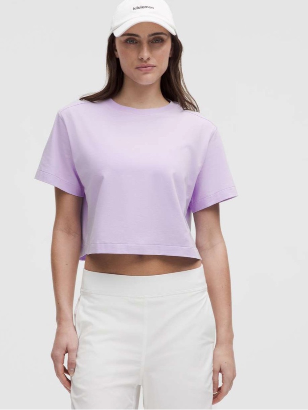 Lululemon All Yours Organic Cotton Cropped T-Shirt Lavender Frost Size 4